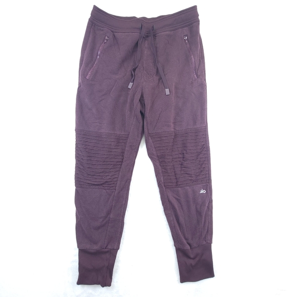 Alo Joggers Mens 30x25.5 Purple Technical Moto Lounge Fleece Relaxed Gym Workout - Picture 1 of 10